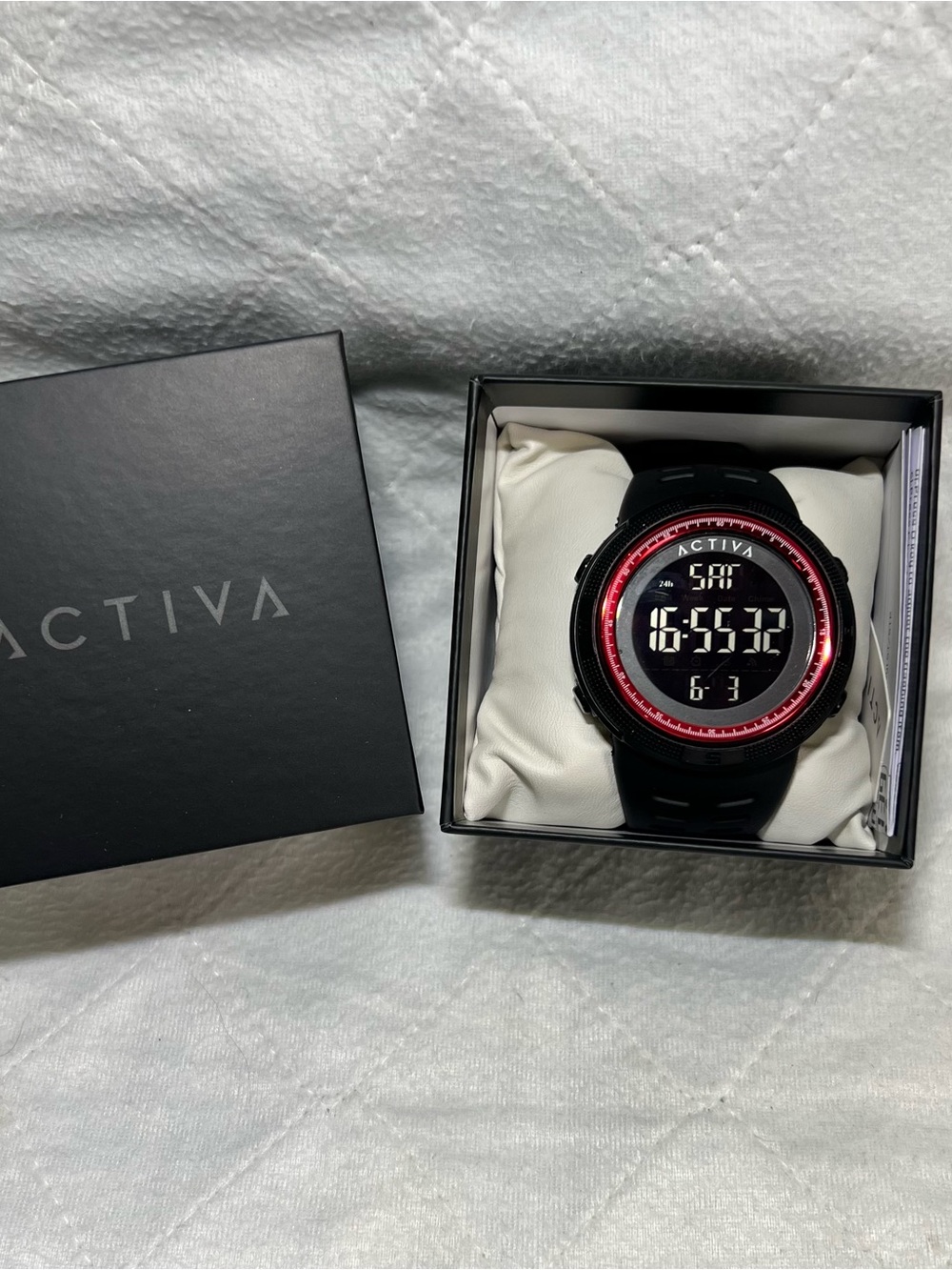 NEW! Activa Men's Digital Sport Watch - Black with Red Accent